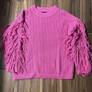 Vici | Gabriella Knit Fringe Pullover Sweater | Magenta | XS